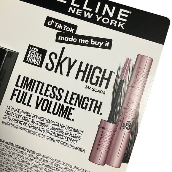 Maybelline New York Sky High Mascara 0.24 fl oz (3 Pack) Blackest Black NEW - Picture 2 of 3